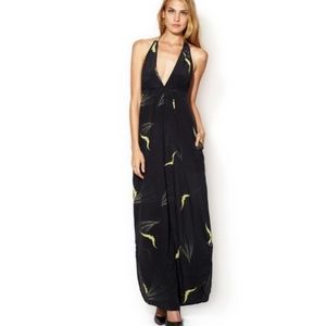 Sz L Burning Torch LA “free bird” Maxi dress black